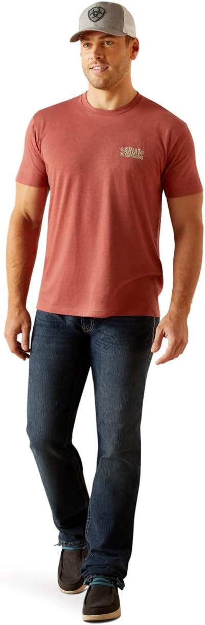 imageARIAT Mens Buckaroo TShirt BuckhornRed Clay HeatherSw Elements