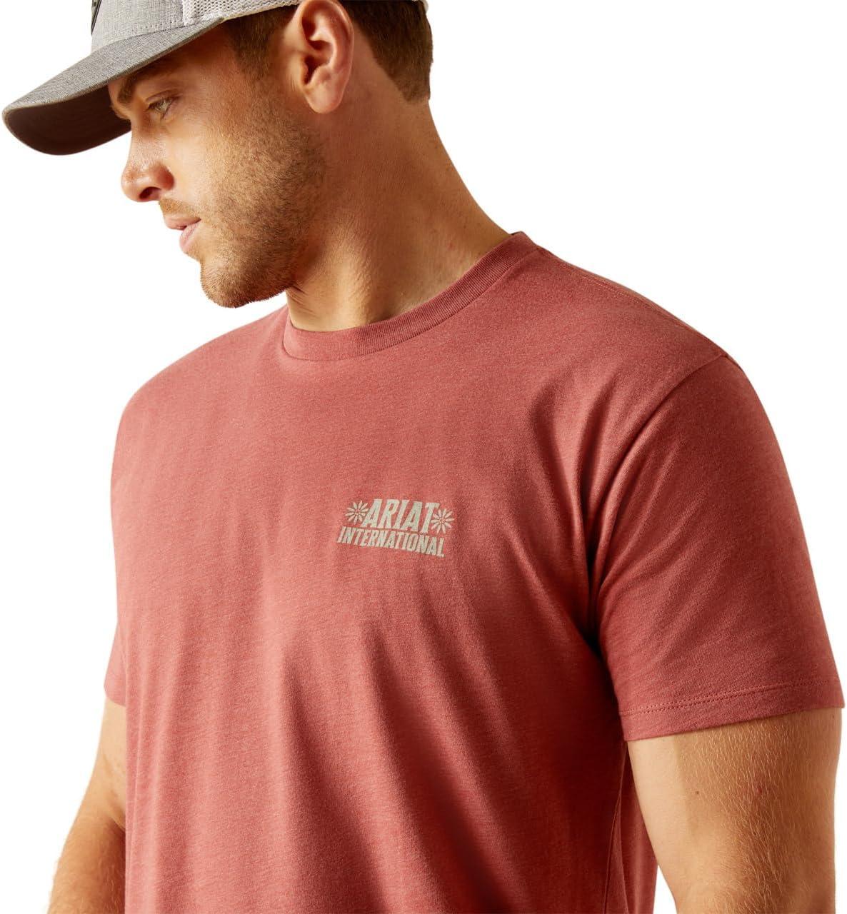imageARIAT Mens Buckaroo TShirt BuckhornRed Clay HeatherSw Elements