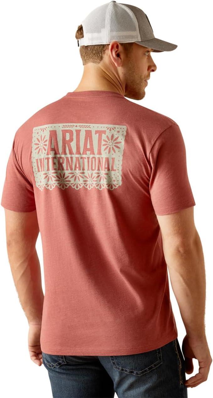 imageARIAT Mens Buckaroo TShirt BuckhornRed Clay HeatherSw Elements