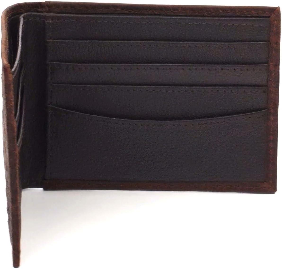 imageARIAT Mens Bull Hide Leather Bifold Wallet with Embroidered Logo Dark Brown