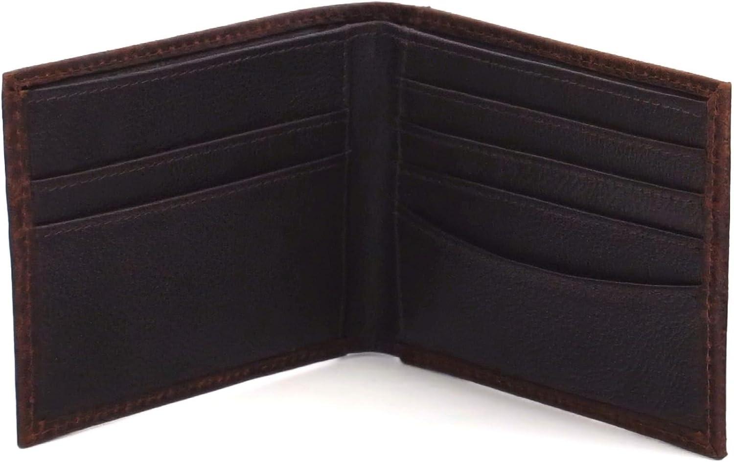 imageARIAT Mens Bull Hide Leather Bifold Wallet with Embroidered Logo Dark Brown