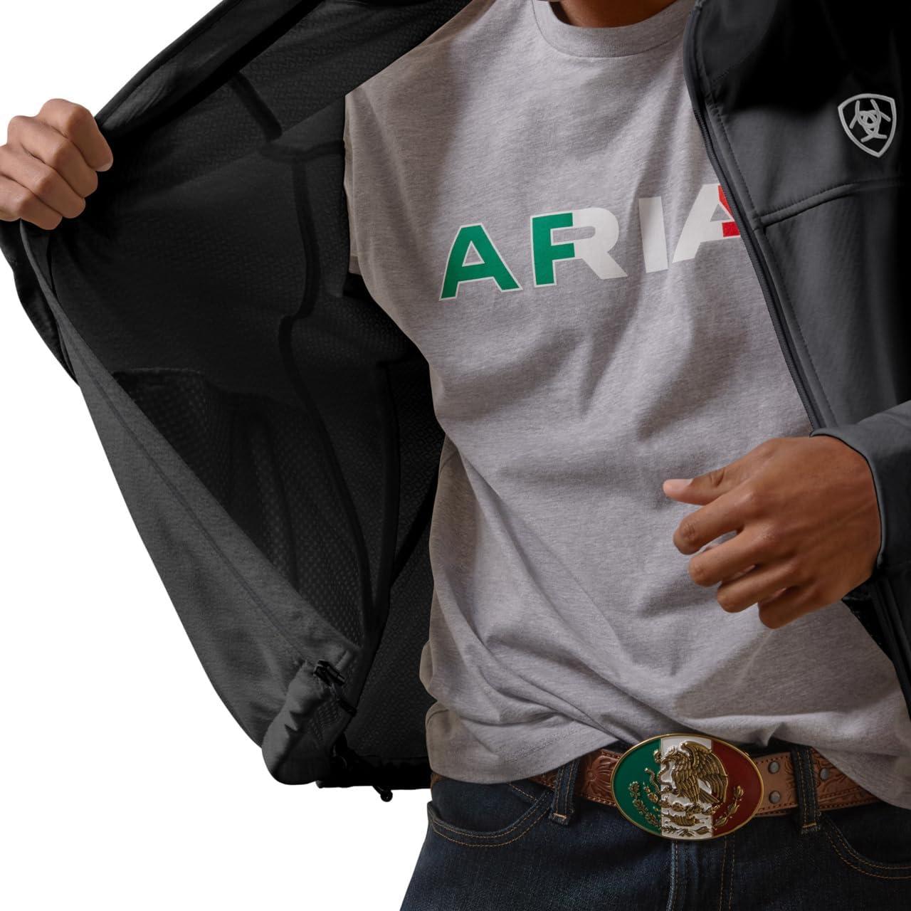 imageARIAT Mens New Team Softshell Mexico Water Resistant JacketCharcoal