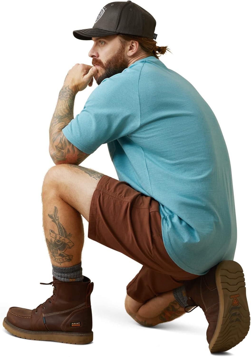 imageARIAT Mens Rebar Cotton Strong TShirtBachelor Button Heather