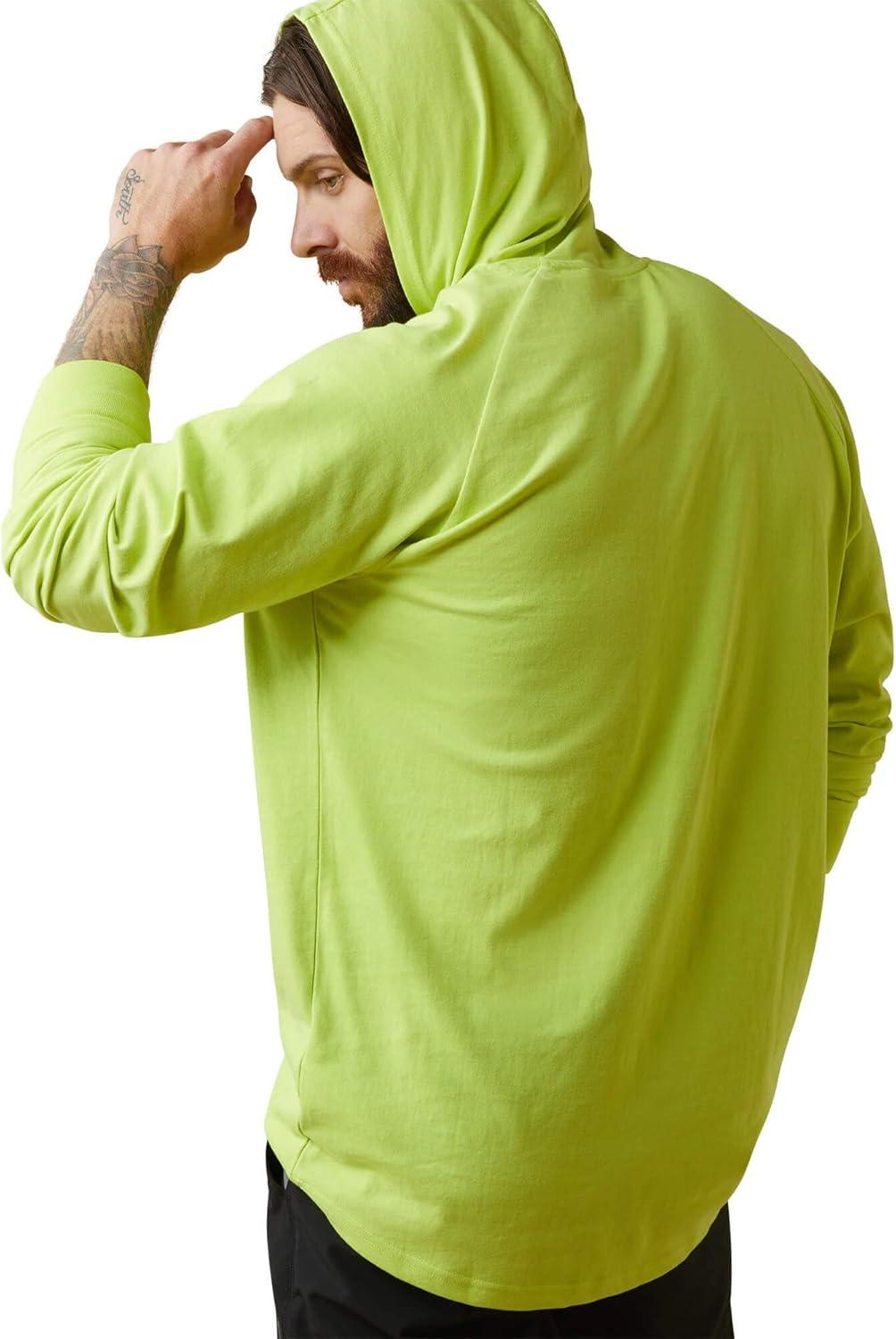 imageARIAT Mens Rebar Cottonstrong Hooded TShirtBright Yellow