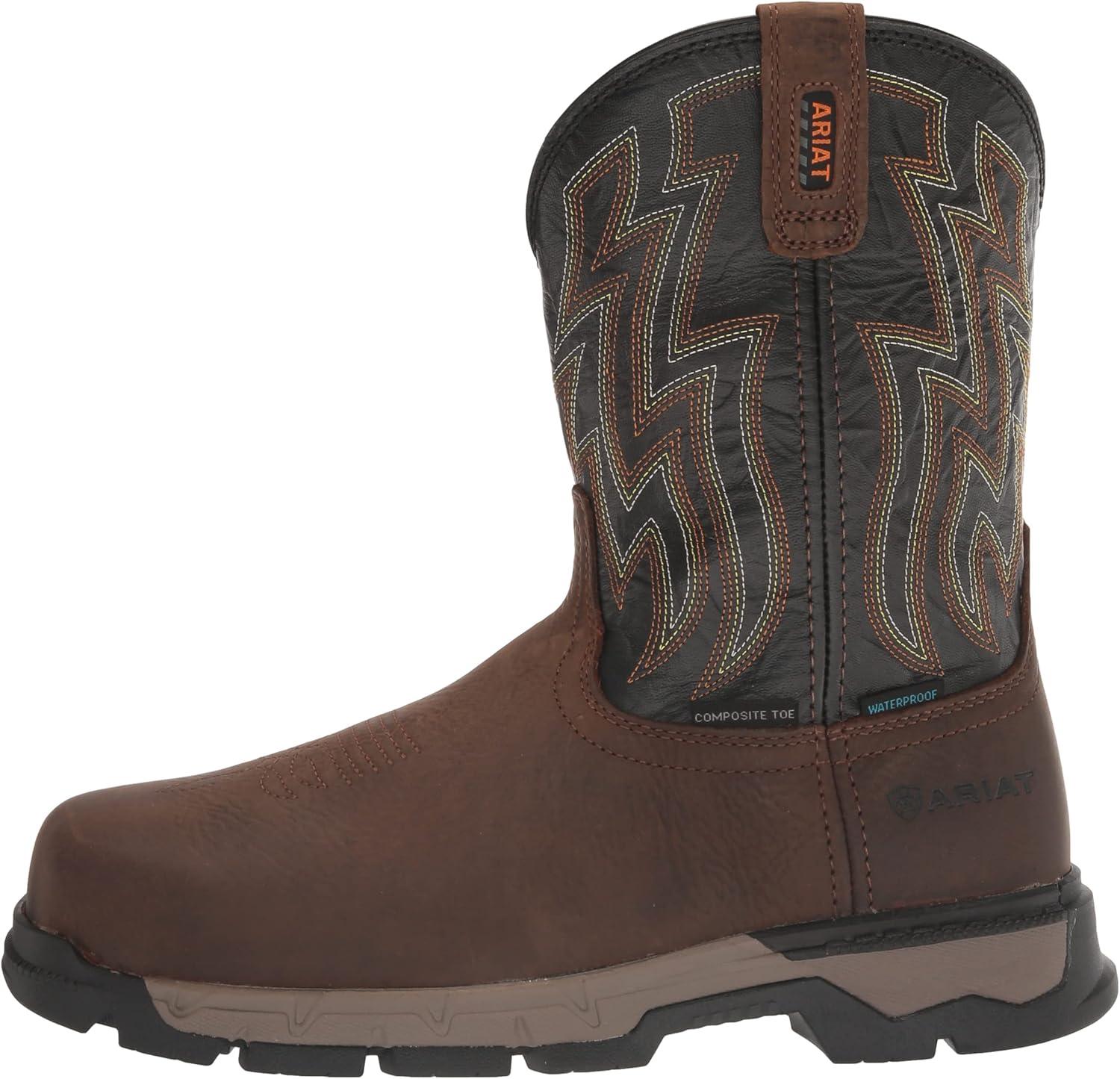 imageARIAT Mens Rebar Flex Western Waterproof Work BootDark Brown