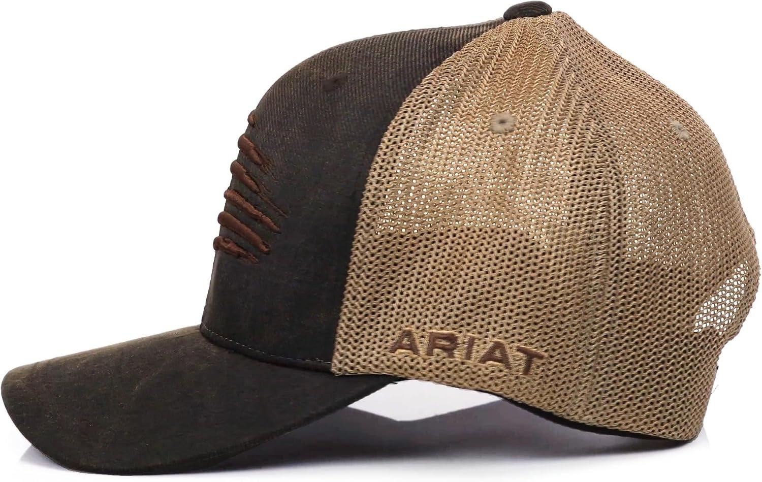 imageARIAT Mens Snapback Flex Fit Small Shield Logo CapBrown