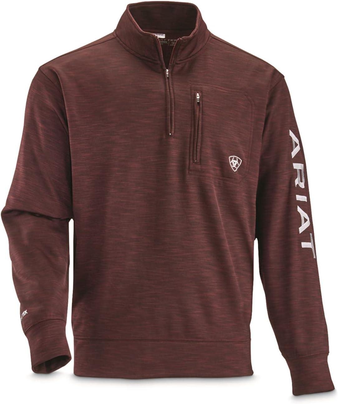 imageARIAT Mens Team Logo 14 Zip SweatshirtMalbecPearl Gray