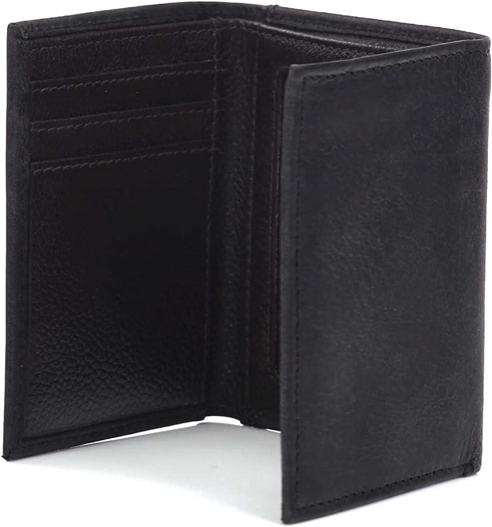 imageARIAT Mens Trifold Wallet with Embossed Logo Genuine Leather BlackBlack