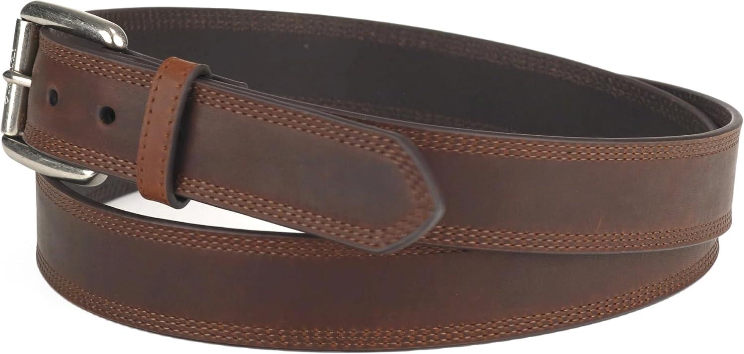 imageARIAT Mens Triple Row Stitch Leather Work Belt with Removable Roller BuckleCopper