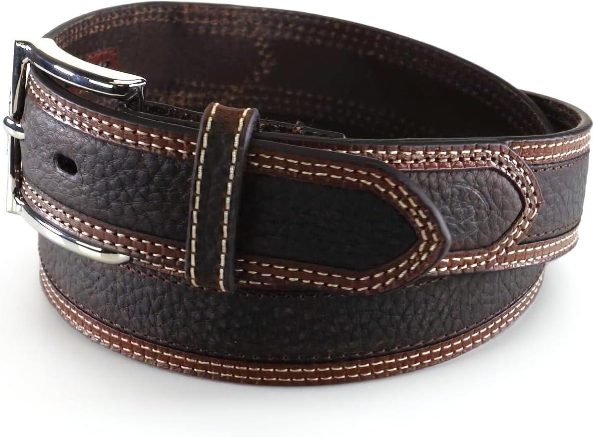 imageARIAT Mens TwoTone Oiled Leather Belt with Reinforced HolesBrown