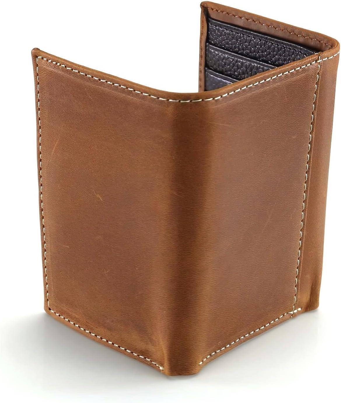 imageARIAT Mens Western Leather Trifold Wallet with Vertical Debossed Logo Brown