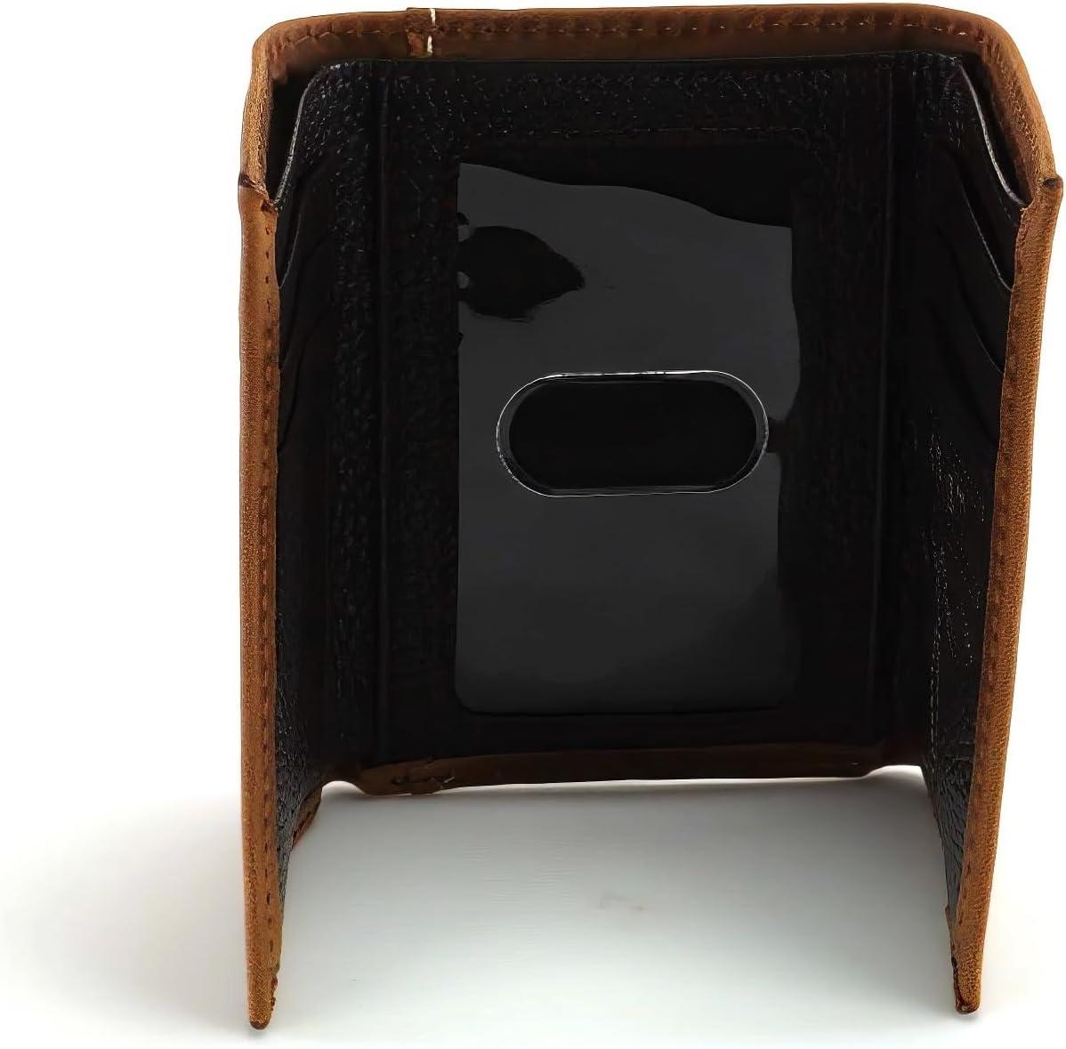 imageARIAT Mens Western Leather Trifold Wallet with Vertical Debossed Logo Brown