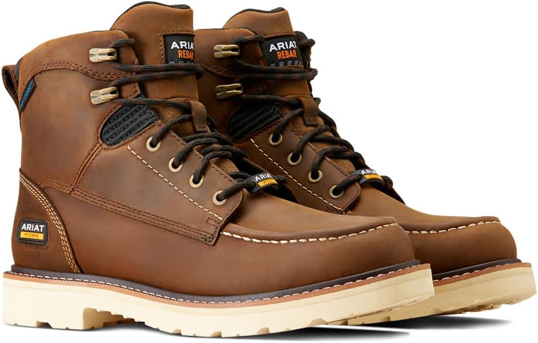 imageARIAT Rebar Lift 6quot Waterproof Work BootsDistressed Brown