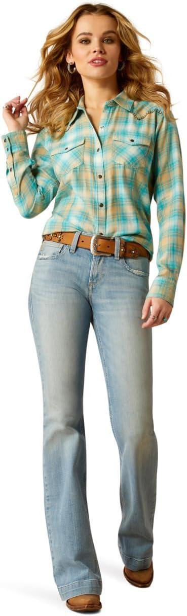 imageARIAT Womens Fr Classen Retro Fit Snap Work ShirtBreeze Plaid