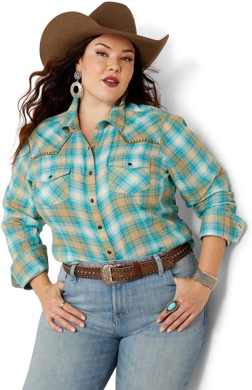 imageARIAT Womens Fr Classen Retro Fit Snap Work ShirtBreeze Plaid