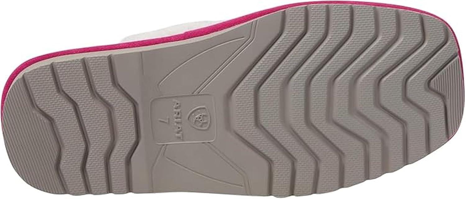 imageARIAT Womens Jackie Square Toe Warm Soft Genuine Suede Leather Indoor Outdoor Slippers with Plush CollarVery Berry Pink