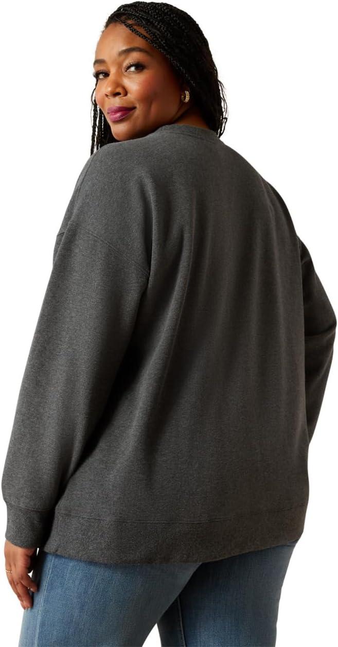 imageARIAT Womens Oversized Crew SweatshirtHeather Charcoal