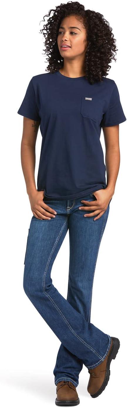 imageARIAT Womens Rebar Cotton Strong TshirtShirtNavy Eclipse