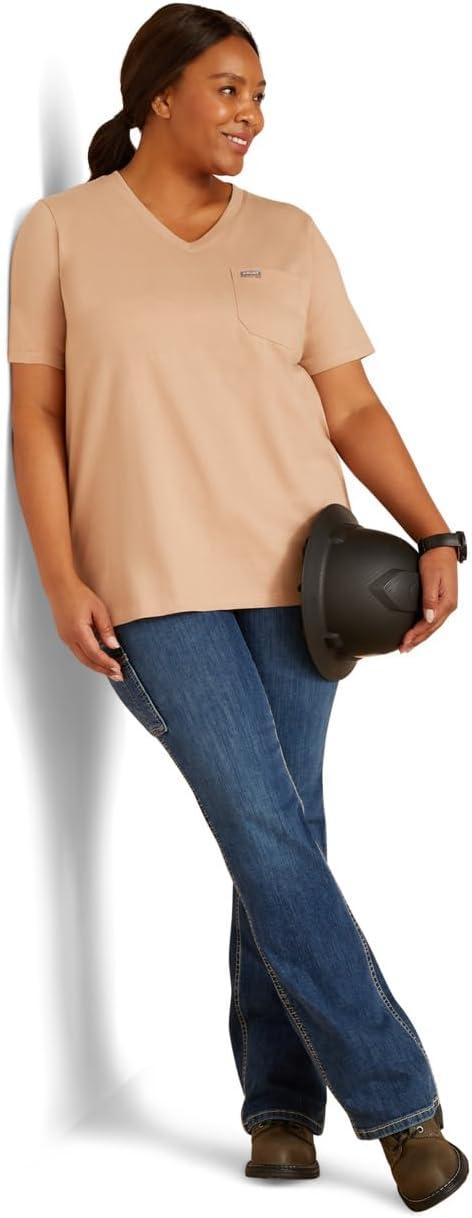 imageARIAT Womens Rebar Cottonstrong Roughneck Graphic TShirtWarm Taupe