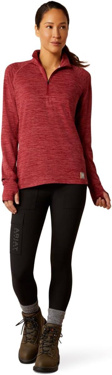 imageARIAT Womens Rebar Gridwork Baselayer 14 Zip TShirtTibetan Red