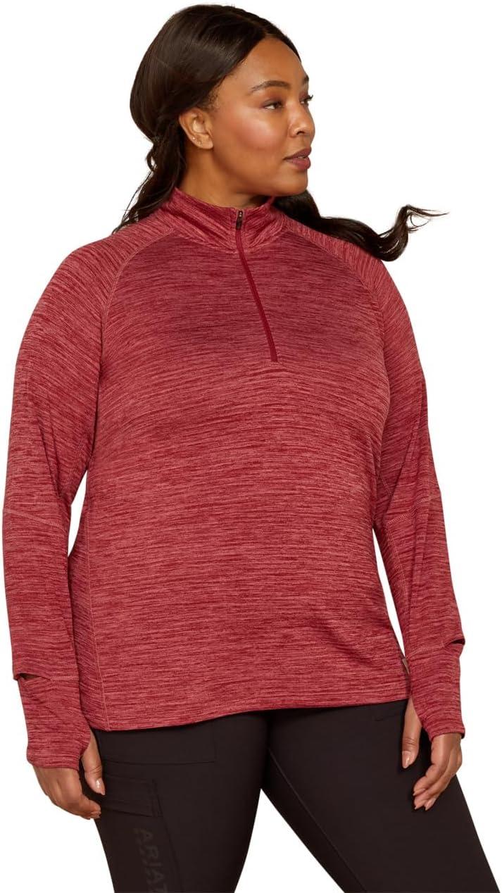 imageARIAT Womens Rebar Gridwork Baselayer 14 Zip TShirtTibetan Red