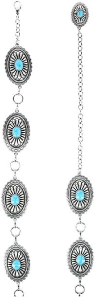 imageARIAT Womens Silver Concho Belt with Black Center Stones and Lobster Claw ClosureSilver