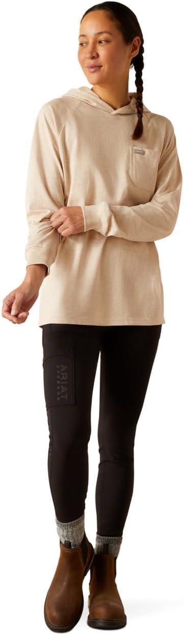 imageARIAT womens Rebar Cotton Strong Hooded TshirtOatmeal Heather