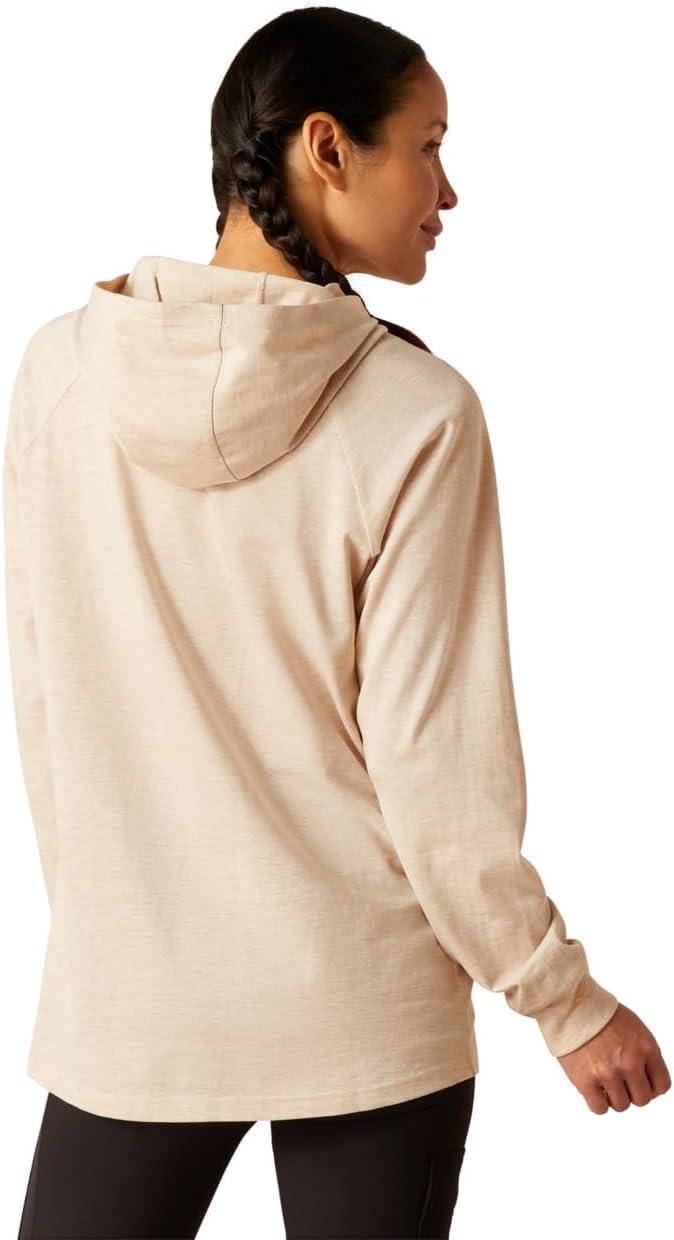 imageARIAT womens Rebar Cotton Strong Hooded TshirtOatmeal Heather