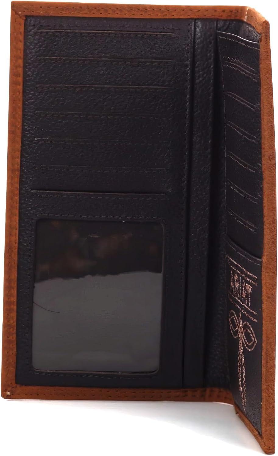 imageAriat Rodeo Wallet Emboss Shield ampamp Script Medium Brown Leather One Size