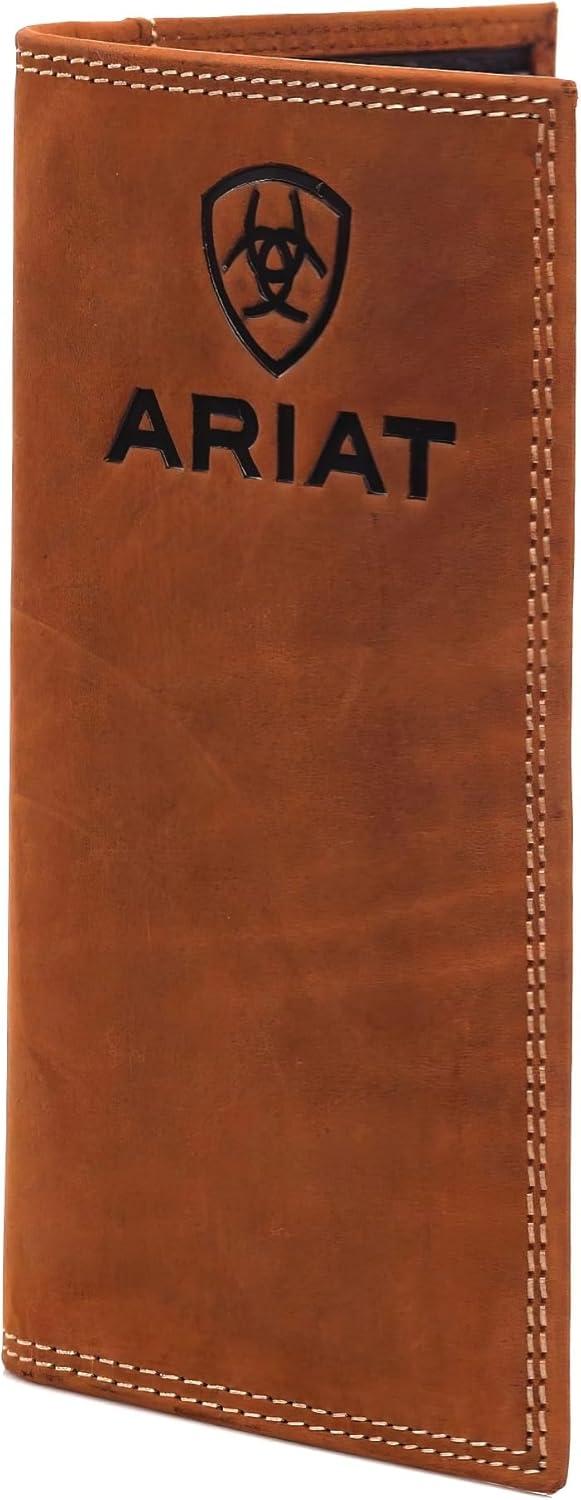 imageAriat Rodeo Wallet Emboss Shield ampamp Script Medium Brown Leather One Size