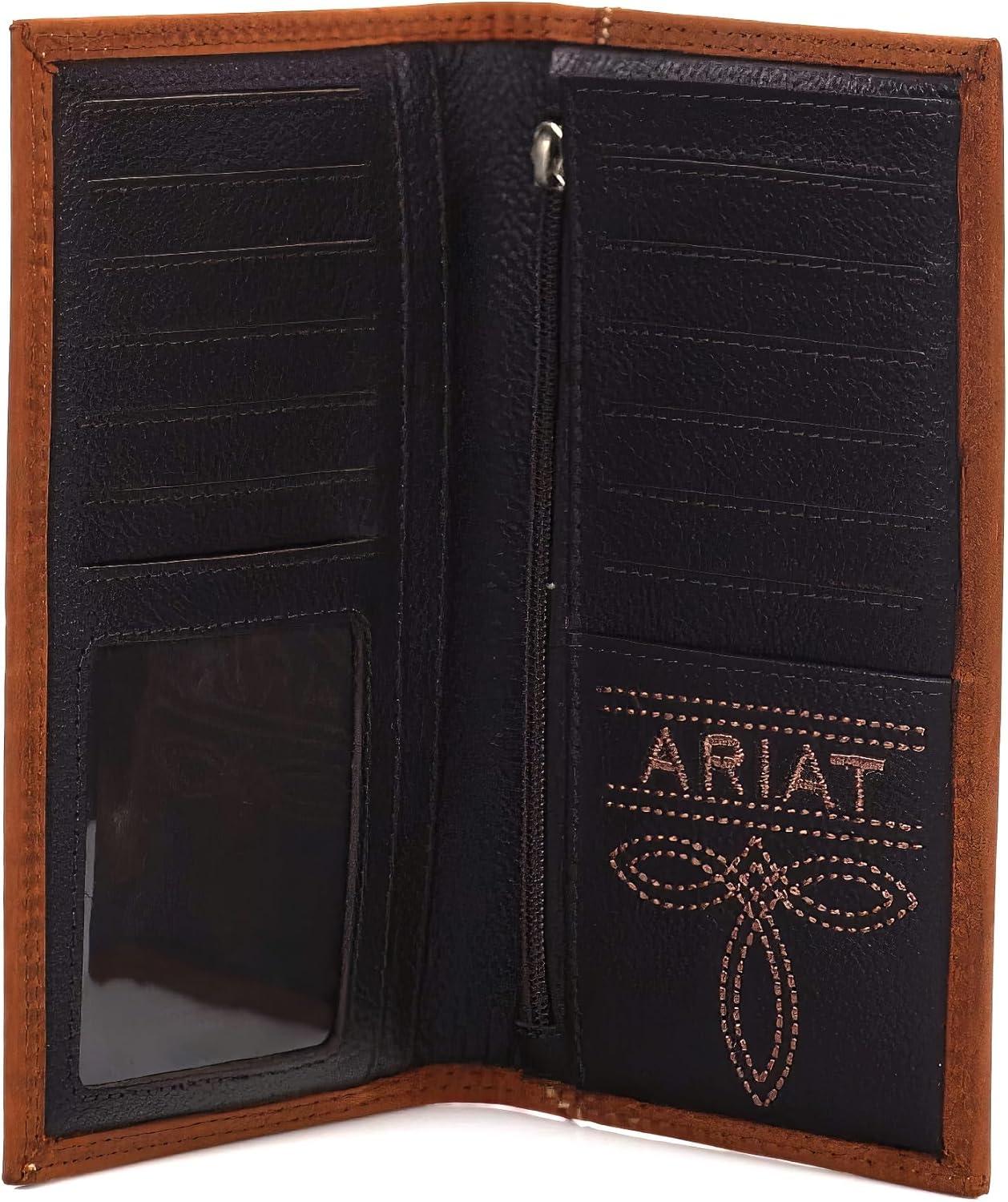 imageAriat Rodeo Wallet Emboss Shield ampamp Script Medium Brown Leather One Size