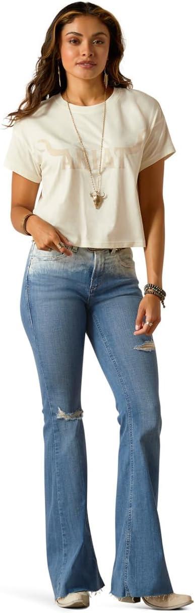 imageAriat Womens Ariat Denim Label TShirtCoconut MilkWild Hat