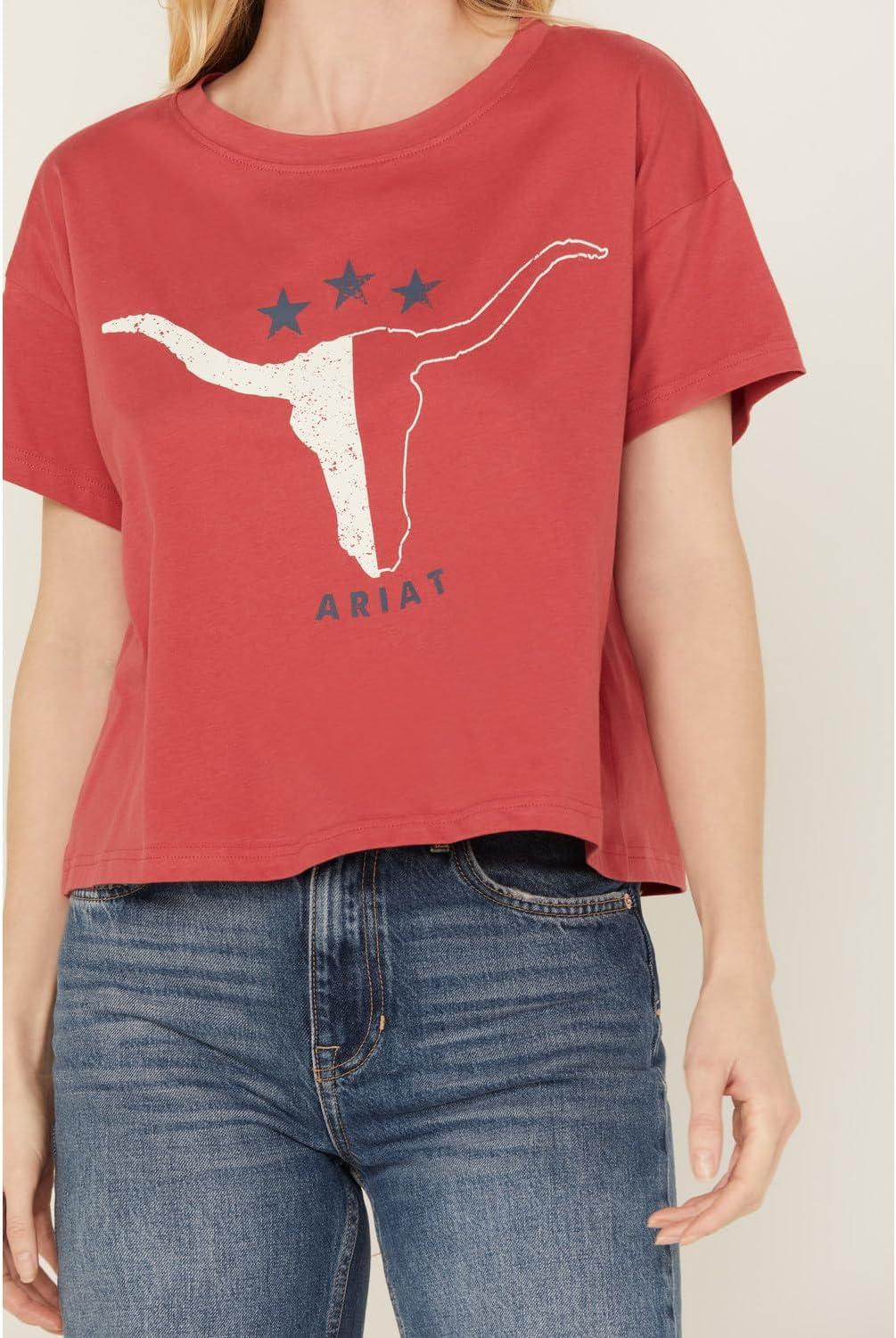imageAriat Womens Ariat Denim Label TShirtGarnet Rose
