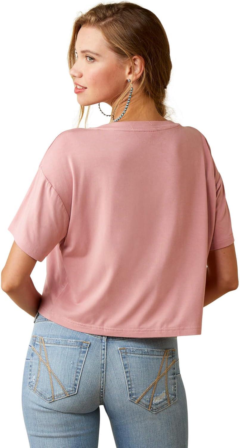 imageAriat Womens Ariat Denim Label TShirtIsland BlushBuffalo Rising