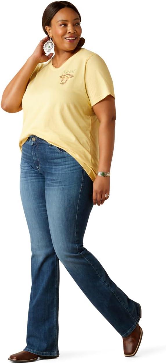 imageAriat Womens Ariat Denim Label TShirtJojobaCow Sunset