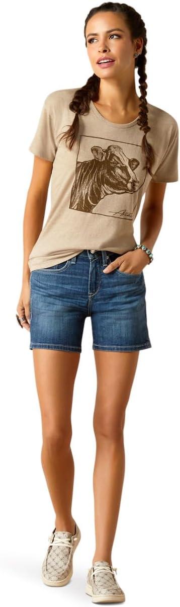imageAriat Womens Ariat Denim Label TShirtOatmeal HeatherAriat Cow Cover