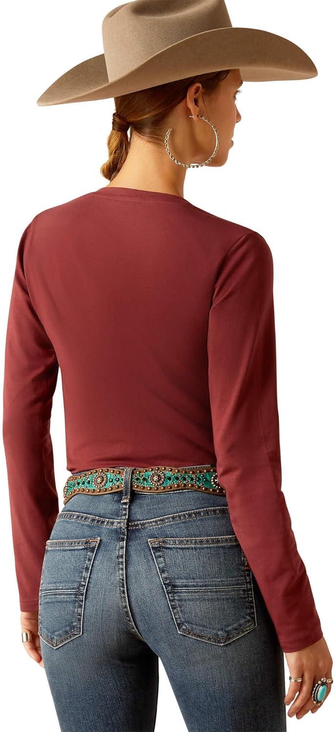 imageAriat Womens Ariat Denim Label TShirtOxblood RedRodeo