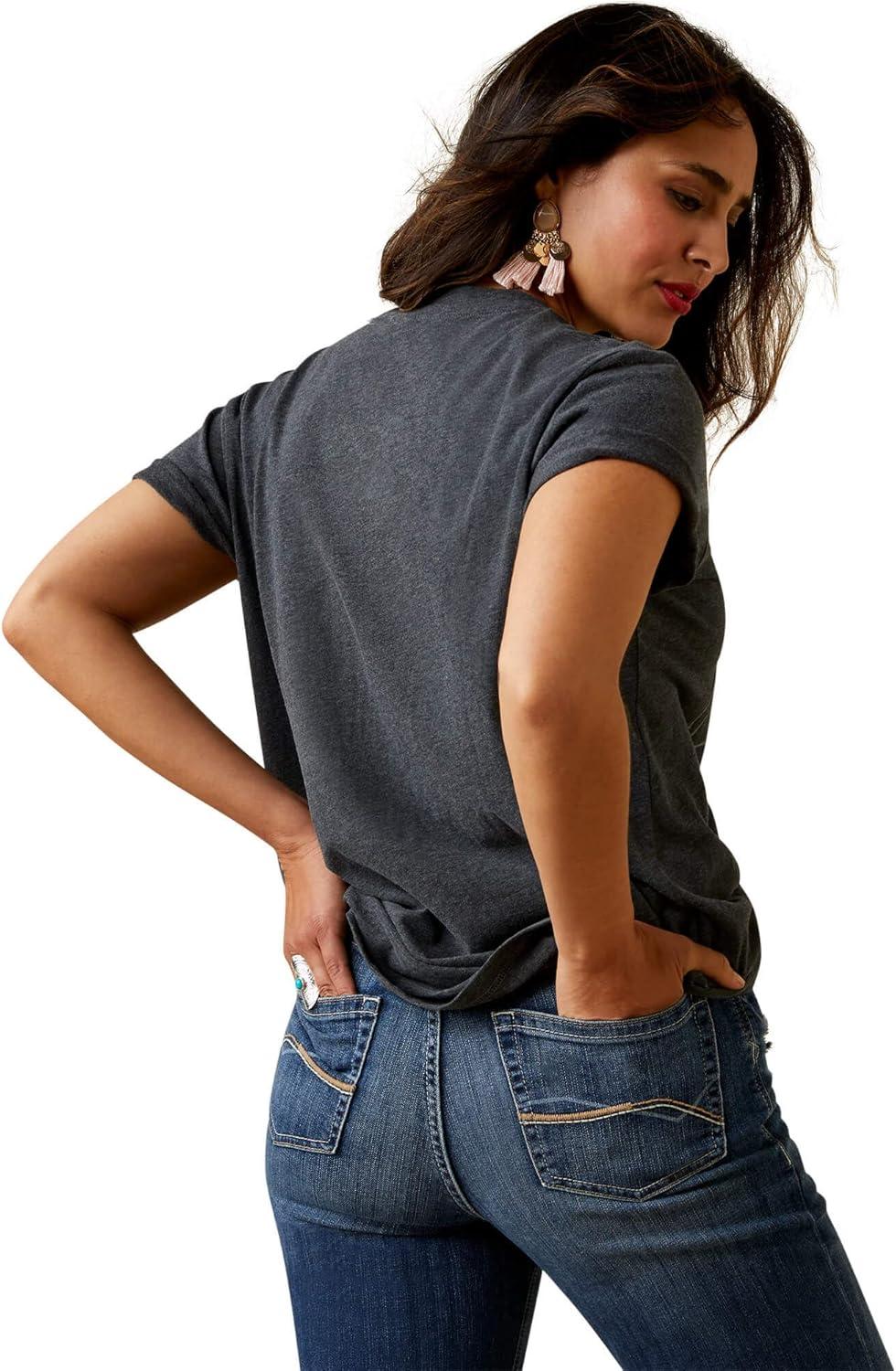 imageAriat Womens Ariat Denim Label TShirtShale HeatherHula Girl Western Aloha