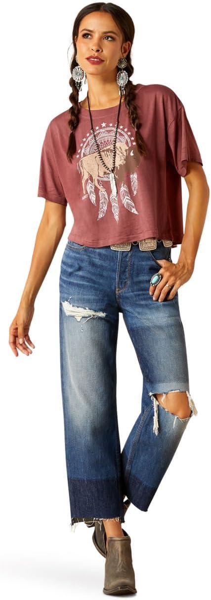 imageAriat Womens Ariat Denim Label TShirtWild GingerBuffalo Territory