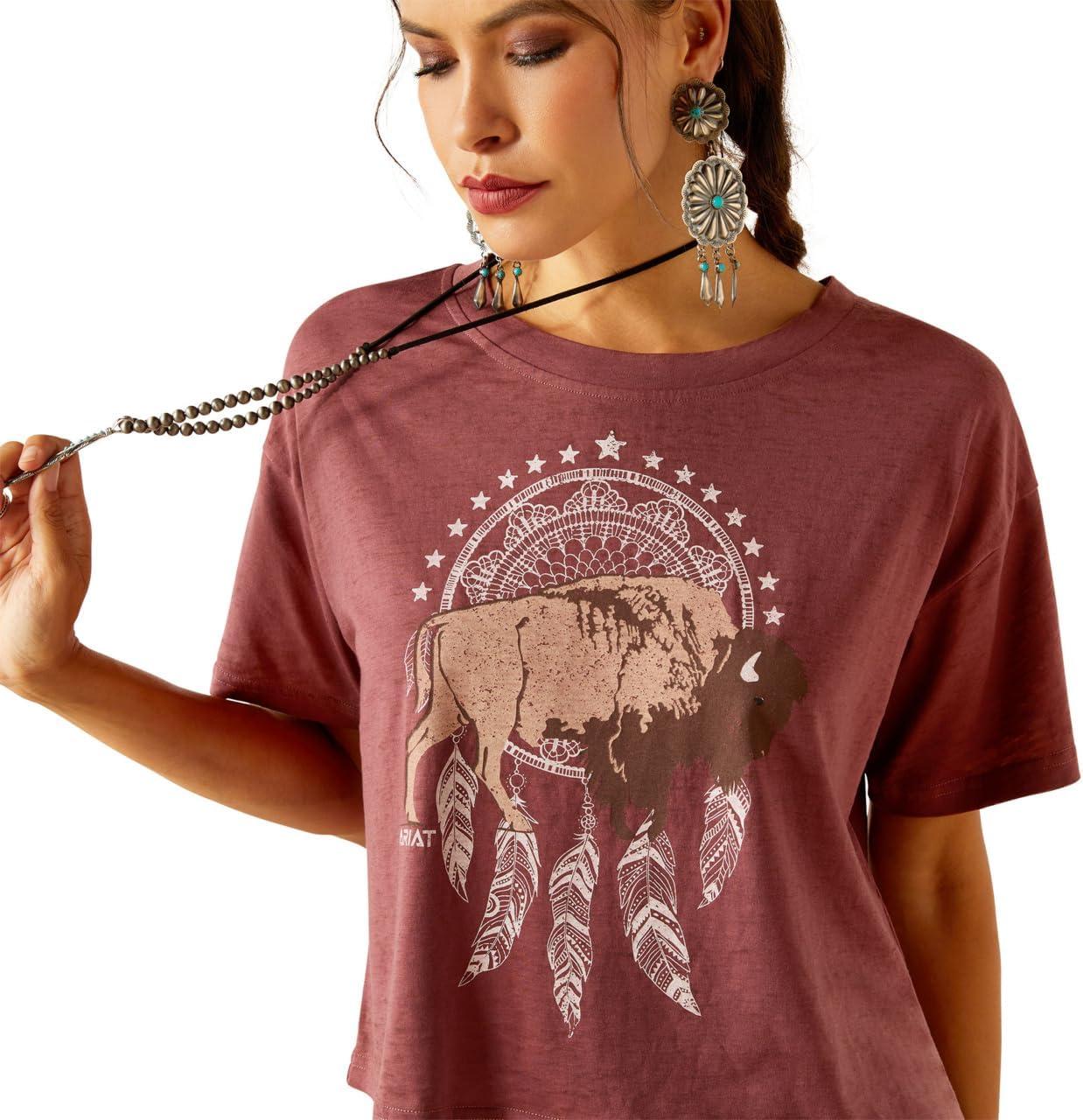 imageAriat Womens Ariat Denim Label TShirtWild GingerBuffalo Territory