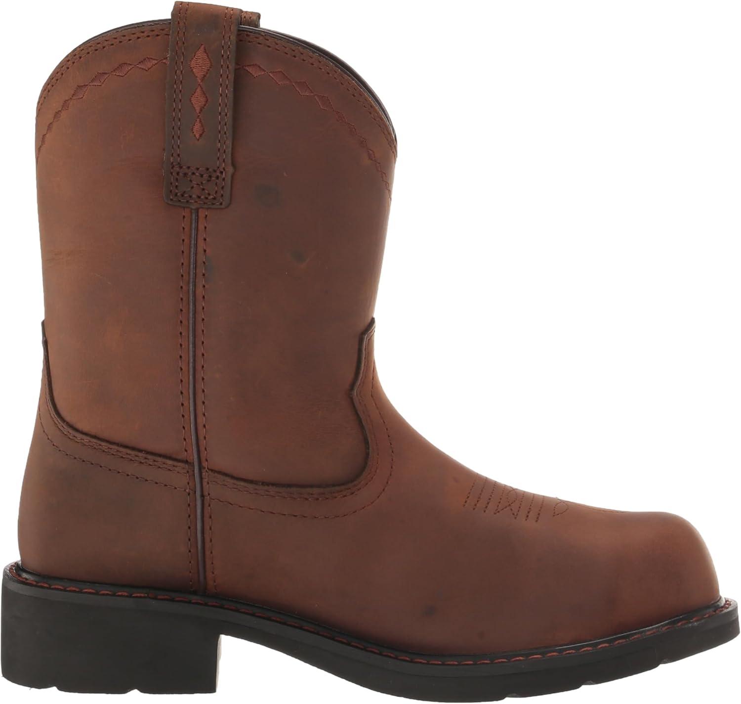 imageAriat Womens Fatbaby Pullon Steel Toe Work Boot WesternDistressed Brown