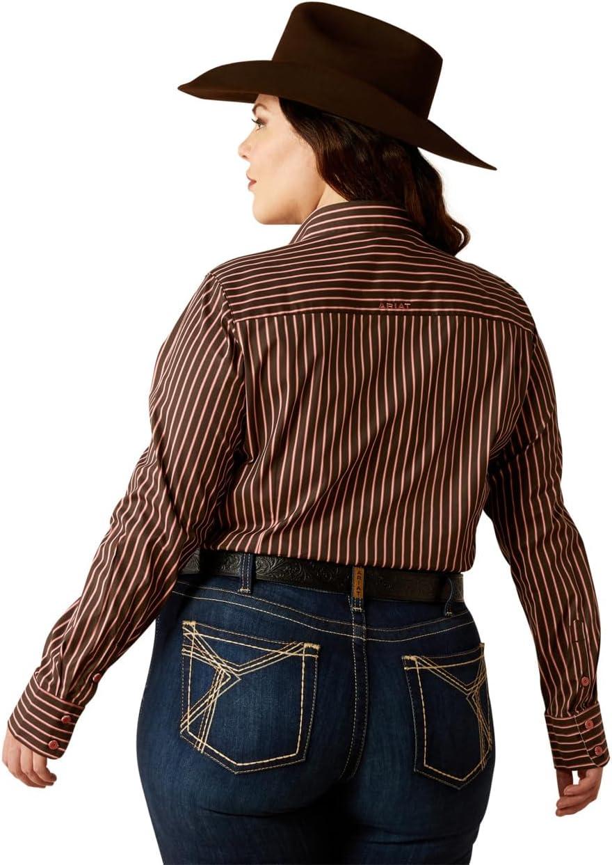 imageAriat Womens Kirby Stretch ShirtLight Mahogany Stripe