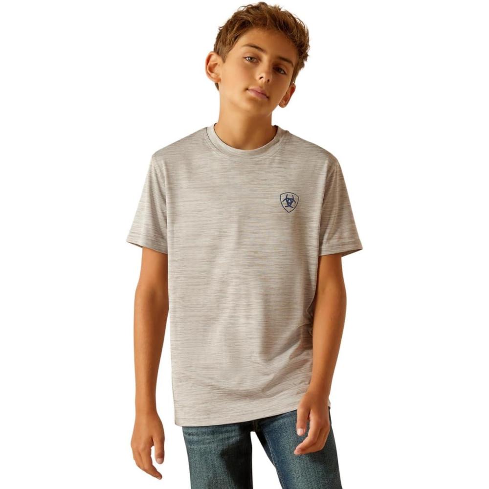 imageARIAT Boys Charger Vertical Flag TeeLight Grey Heather