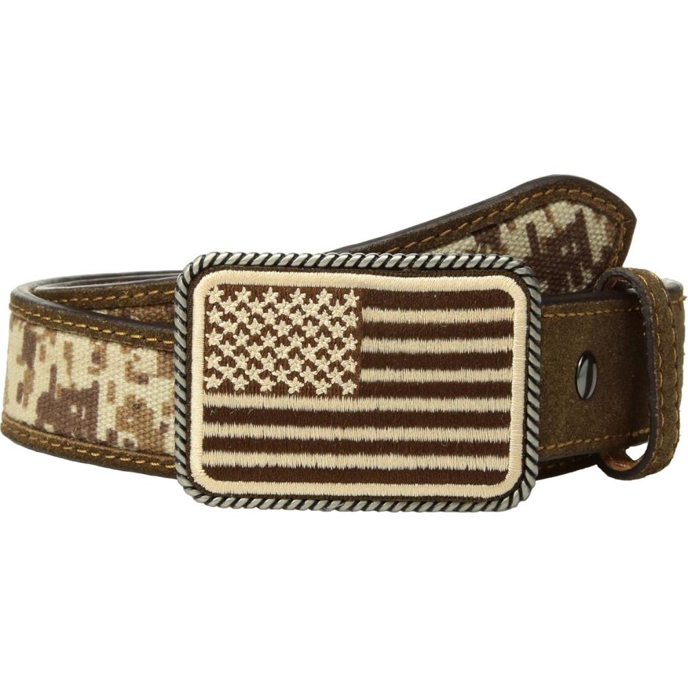imageARIAT Boys Sport Patriot wUSA Flag Buckle Belt Little KidsBig KidsMed Brown