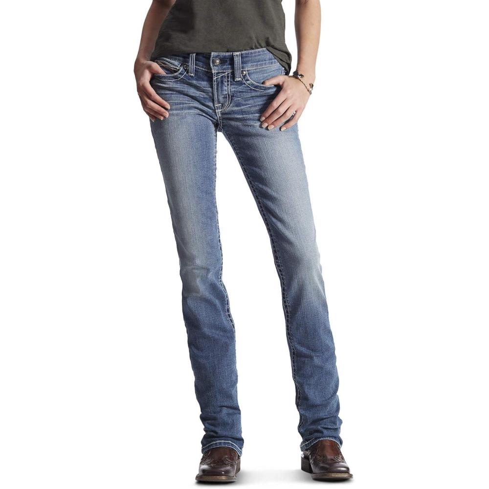 imageARIAT Female REAL Mid Rise Stretch Icon Stackable Straight Leg JeanRainstorm