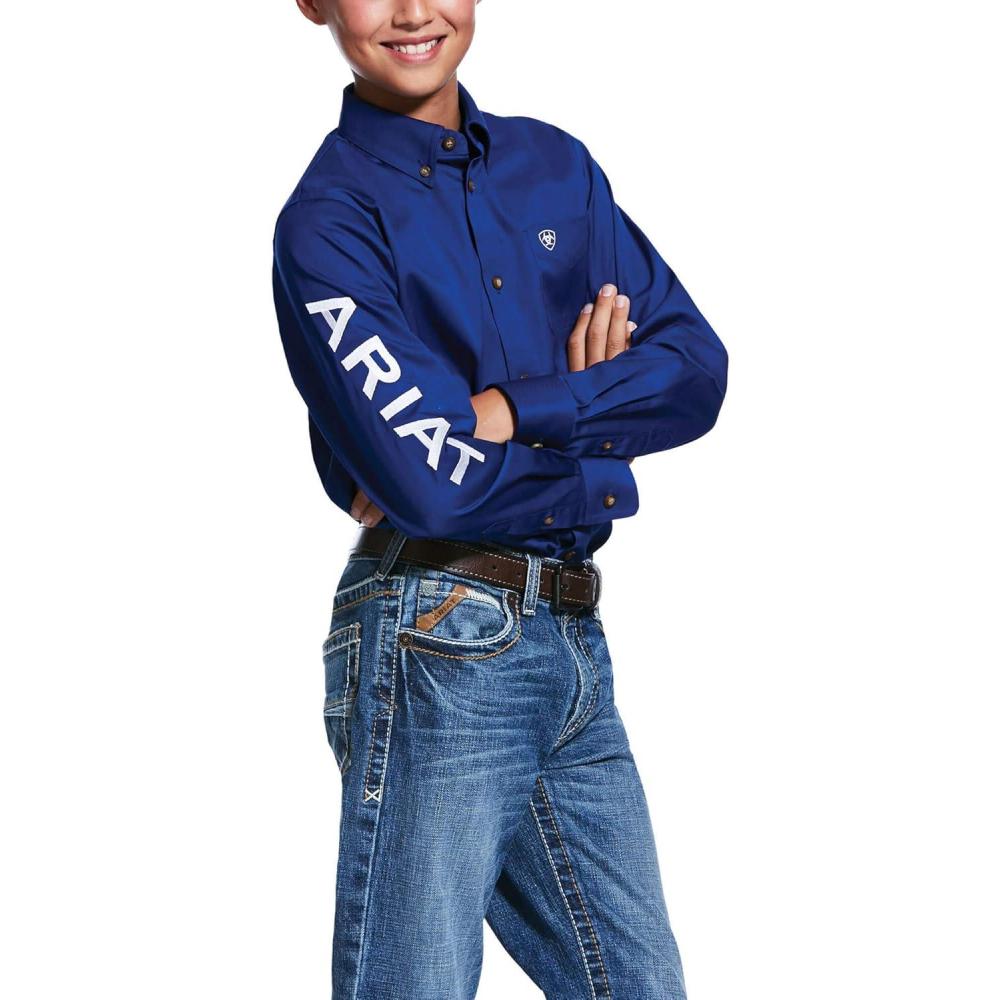 imageARIAT Kids Team Logo Twill Classic Fit ShirtUltramarineWhite