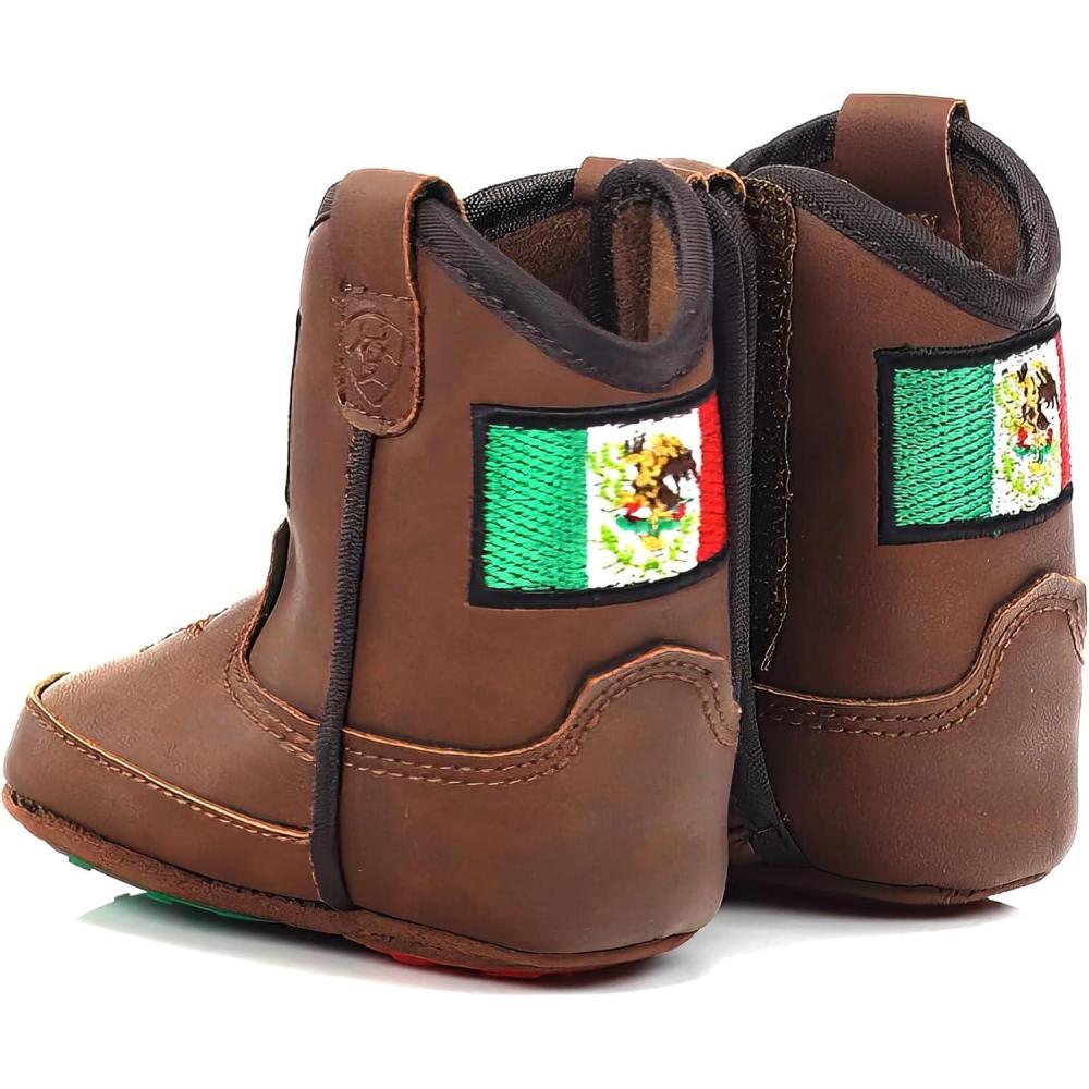 imageARIAT Lil Stompers Infant Unisex Western BootsBrown Mexico Flag