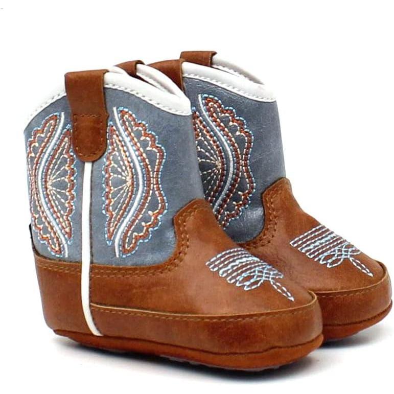 imageARIAT Lil Stompers Infant Unisex Western BootsLight BlueTan Shelby