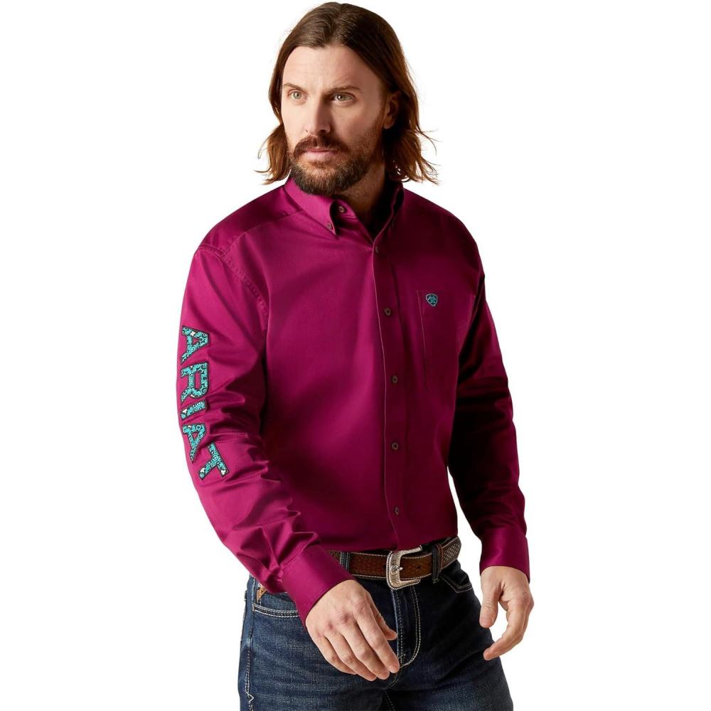 imageARIAT Male Team Logo Twill Classic Fit Shirt Sea Scape USA 3XLargeBella Donna