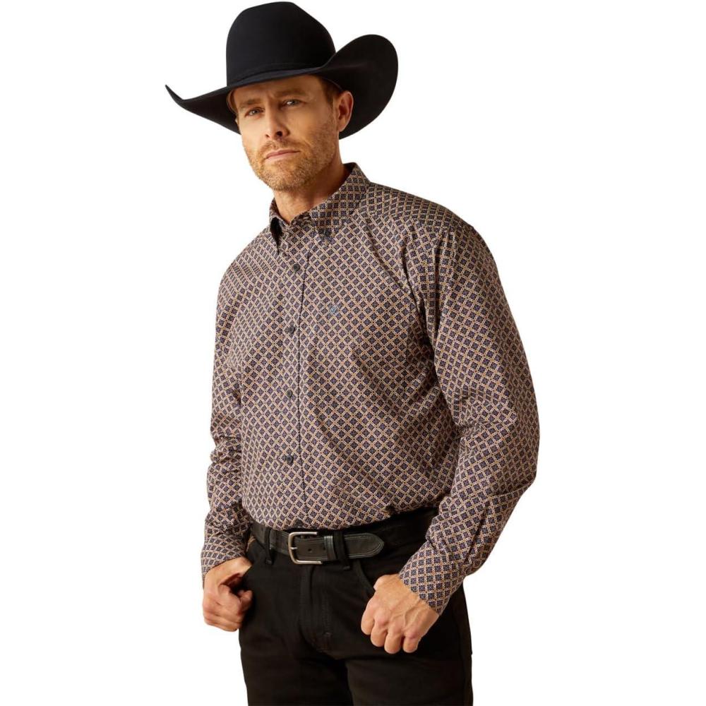 imageARIAT Male Team Logo Twill Classic Fit Shirt Sea Scape USA 3XLargeNavy